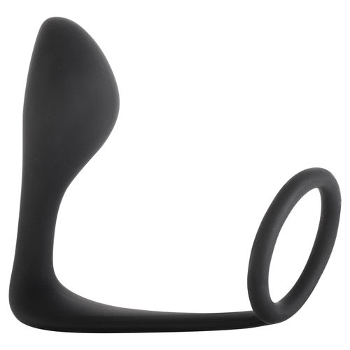 Anal Plug With Cockring Button Black